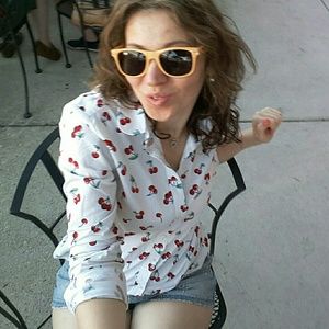 White Shirt Cherry Print